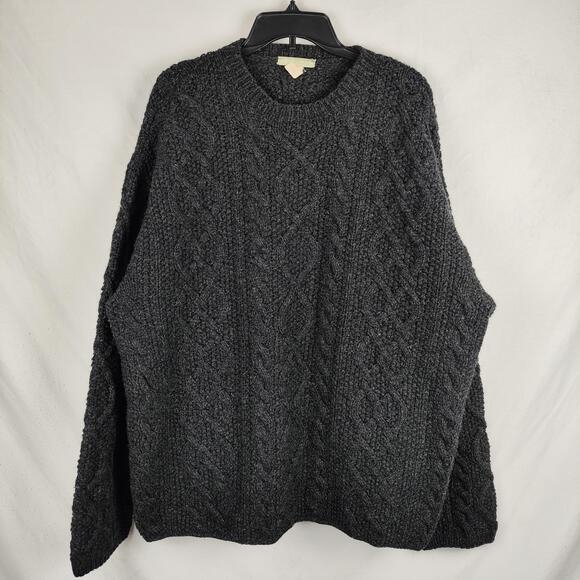 J.CREW Other - J Crew Sweater Mens XL Gray 100% Wool Hand Knit Chunky Cable Knit Pullover